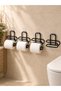 Krm Wall Adhesive Wc Paper Holder Black Metal 4 Pieces Toilet Paper Roll Hanger Krm - 3