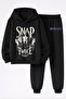 Wednesday Printed 3-Yarn Quality Soft Texture Sweatshirt and Sweatpants Children's Winter Top-Bottom Set