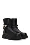 Women's Black Zippered Thick Soled Leather Boots Wf190074Dv - 2