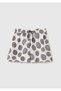 Girl's Ecru Mix Print Detailed Flared Cut Bermuda Shorts