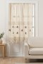 Rose Sprinkled with Rose Embroidery and Cross Stitch, Authentic Lace Detailed Cotton Decorative Curtain - 4