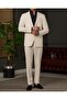 Slim Fit Men's Mono Collar Pocket Seersucker Fabric Jacket Pants Suit White T20102-07