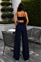 Navy Blue Palazzo Elastic Waist Trousers Oversize Original Cut - 5