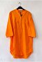 Orange Hakim Collar 3/4 Sleeve Buttoned Pocket Slim Casual Cotton Woven Shirt Dress 85 59 - 2