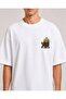 White Oversize Minimal Turtle Print Design T-Shirt - 2