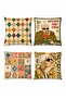 Retro Life Patterned 4-Piece Throw Pillow Cover Set - 3