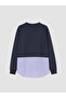 Lcw Modest Navy Blue Soft Touch Striped Women's Sweatshirt Tunic - 6