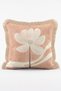 Set of 4 Fringed Throw Pillow Covers with Abstract Floral Patterns in Beige and Powder Tones - 4
