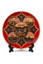 25 cm large size istanbul themed copper coffee presentation tray and decorative plate - handcrafted