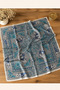 Gray Turquoise Patterned 90X90 cm Satin Look Square Scarf - 2