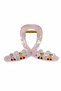Pearlescent Pink Cherry and Stone Detailed Hair Clip - Stylish and Convenient Claw Clip