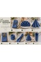American Service, Set of 6 Special Stitched Duck Linen Fabric Napkins Indigo Blue - 3
