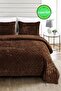 Double Velvet Bed Cover Set - Supersoft Quilted, 3 Pieces, Soft Fiber Filled