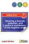 Safety Comes First! Hygiene Area Hat, Shoe Covers and Work Apron Warning Sign Label 15X21 cm