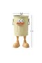 Cute and Funny Desktop Pen Holder with Metal Body - Cream - 4