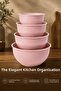 8-Piece Mixing and Preparation Bowl Set Pink - 1L 1.5L 2.3L 3.3L - 6