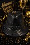 Luxurious Black Fedora Party Hat with Lighted Sequins 58 cm Head Circumference New Year Birthday - 6