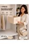 1 Piece Cream Fabric Foldable Closet Organizer Box 45X30X20 cm |   Clothing and Garment Organizer Storage Box