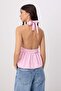 Pembe Fitted/Vücuda Oturan Boyundan Bağlamalı Büzgülü Soft Touch Örme Bluz TWOSS26BZ00787 - 4