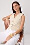 Ecru 100% Cotton Floral Embroidered Denim Vest Twoss26Ye00042 - 5