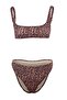 Leopard Patterned Square Neck Covered Regular Waist High Leg Brazilian Bikini Set Tbess26Bt00151 - 4