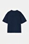Navy Blue Oversize/Wide Cut Fox Embroidered 100% Cotton T-Shirt Tmnss26Ts00047 - 6
