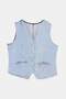 Light Blue Floral Embroidered V-Neck 100% Cotton Non-Stretch Plus Size Denim Vest Tbbss26Bh00004 - 4