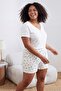 Green Floral Pointel Knitted Plus Size Pajama Set Tbbss26Ai00061