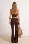 Brown Knitted Openwork Accessory Detailed Beach Blouse Trousers Set Tbess26Au00077 - 4