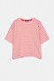 Pembe Çizgili Boxy/Relaxed Kalıp Kısa Kollu Pamuk Karışımlı Örme T-Shirt TBBSS26BF00088 - 5