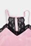 Pudra Dantelli İp Askılı Saten Şortlu Dokuma Pijama Takımı THMSS22PT0269 - 4
