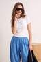 Ecru Printed Fitted Short Sleeve Cotton Ribbed Knitted T-Shirt Twoss26Ts00127 - 2