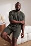 Big Size Khaki Oversized 3-Piece Tracksuit Set Tmnss26Ts00060 - 3