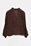 Brown Ruffle Detailed Stoned Buttoned Polka Dot Chiffon Shirt Tdrss26Go00128 - 6