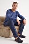 Indigo Regular Slogan Printed 100% Cotton Knitted Pajama Set Tmnaw27Pt00001