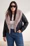 Black Oversize Faux Fur Detailed Bomber Jacket Plus Size Coat Twoaw27Aw00004