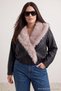 Black Oversize Faux Fur Detailed Bomber Jacket Plus Size Coat Twoaw27Aw00004 - 3