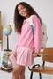 Pembe Kız Çocuk Pamuklu Düz Bebe Yaka Kalın Şardonsuz Regular Örme Sweatshirt TKDAW26SW00048