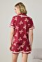 Burgundy 3-Piece 100% Cotton Ribbon Knitted Pajamas Set Thmss26Pt00284 - 4