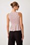 Açık Pembe Puantiyeli Peplum Bisiklet Yaka Kolsuz Esnek Örme Bluz TWOSS26BZ01068 - 4