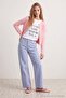 Çok Renkli Çizgili Yüksek Bel Straight Jeans TWOAW27JE00130 - 9