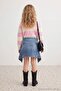 Pink Girls' Striped Crew Neck Knitwear Sweater Tkdaw27Kz00009 - 5