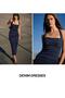 Denim midi elbise - 6