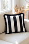 Black Tassels, Black-White Stripe Pattern, Decorative 43X43Cm Square Throw Pillow Cover