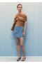 Double-Breasted Denim Pants Skirt - 2