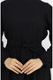 Sofia Linen Sleeve Elastic Belted Dress 2023-01 Black - 4