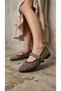 Women's Brown Strass Stone Buckle Stylish Suede Ballerinas 1.5cm Byndrsvn01 - 6
