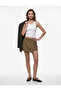 High Waist Pocket Detailed Viscose Blend Mini Skirt with Shorts