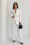 Women's Double Suit Gold K Belt I V Padded Shoulders Blazer Jacket B Wide-Leg Trousers Suit - 2