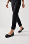 Black Genuine Leather Women's Ballerinas with Bow Detail - 4